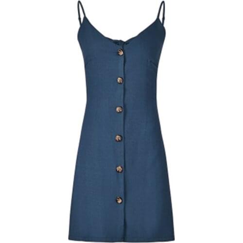 Dress Women 2021 Sexy Hot New Solid Color Sexy Strap V-neck Back Strap single-breasted Dresses Vestidos Dropshipping LY7903