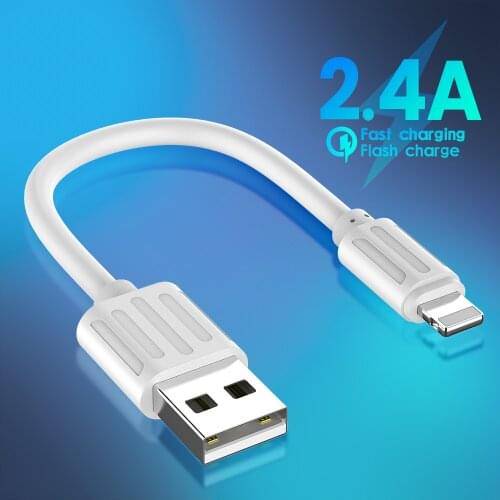 Portable 16cm USB Data Cable USB A To 8 Pin 2A Fast Charging Kable Safe TPE Phone Charge Short Cord For iPhone 11 X XS