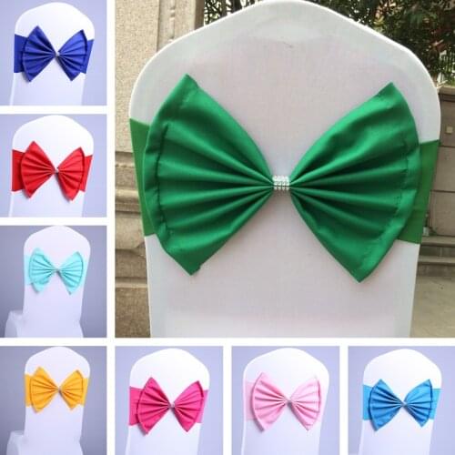10/50pcs/Lot Wholesale Bow Chair Sashes Band For Party Birthday Banquet Spandex Stretch Blend Chair Bow Tie Band Belt Ties