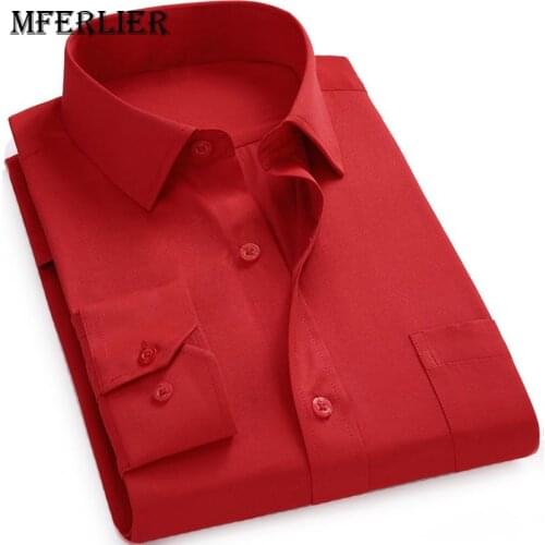 MFERLIER Spring Autumn men shirts large size 5XL 6XL 7XL 8XL 9XL 10XL men long sleeve shirts Plus size 8 colors