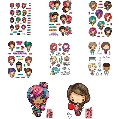 3*4/4*6 inch Clear Stamps Smart Girl Boy Couple Doctor Mermaid Look Special Words Phrase DIY Scrapbooking Craft Cards 2021