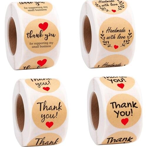 Thank you Stickers 500pcs/roll Laptop Notepad Decorations Labels Stationery Love Decals Scrapbooks Praise Sticker Reward Toys