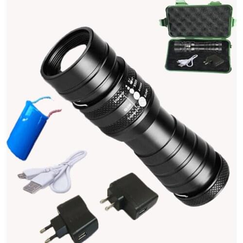 USB T6 High Power flashlight LED Torches Zoomable Tactical LED Hunting Flashlights torch light for 26650 battery with RETAIL BOX