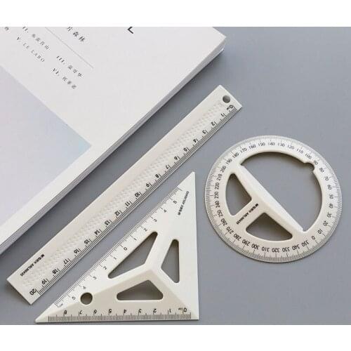 R10 Three-dimensional Technical Black/White Painting Set Maths Geometry Triangle School Creative Cute Ruler