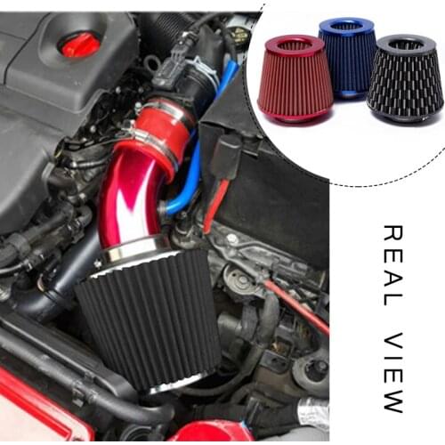 Universal Car Air Filter 76mm 3 Inch High Flow Car Cold Air Intake Filter Aluminum Non-woven Fabric Rustproof Air Intake Hose