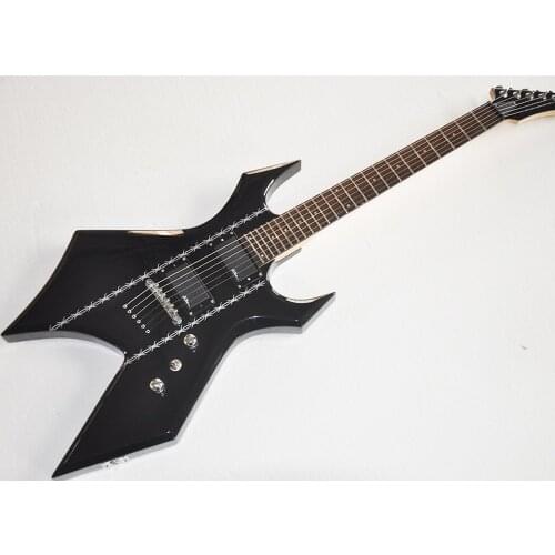 In Stock-Free Shipping 6 Strings Black Electric Guitar with 24 Frets,Rosewood Fretboard,Strings Through Body
