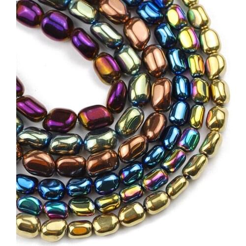 YHBZRET Natural Irregular oval black Hematite Beads 8/10mm Gold gall Stone Spacer loose Beads For Jewelry Making Diy Bracelets