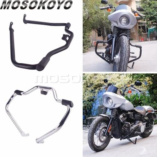 For Harley Softail Fat Street Bob Sport Glide FLDE FXBB FXLR FLHCS FLSL 18-20 Mustache Engine Guard Crash Bars Bumper Protection