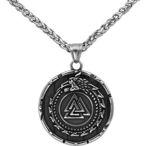 Nordic Viking Dragon Scandinavian Necklace Rune Amulet viking jewelry for Men Gift