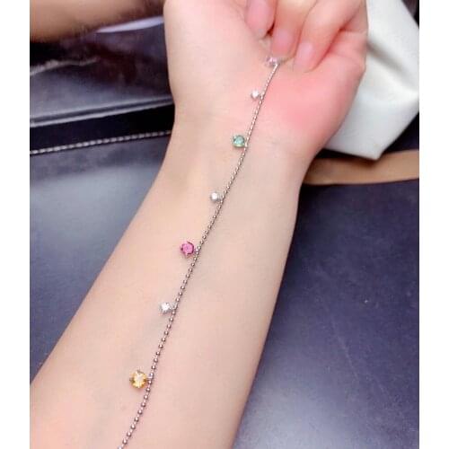 Natural tourmaline womens necklace and bracelet set, super beautiful, simple and generous, showing the cuteness of girls