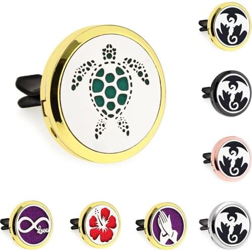 Gold Color Sea Turtle Dragon 30mm Magnet Open Essential Oil Car Vent Clip Perfume Locket Car Diffuser Locket Free 10 Pads
