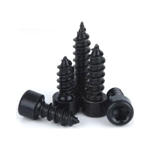 100Pcs M2 M2.5 M3 M4 Self Tapping Screws Hex Socket Head Carbon Steel Black
