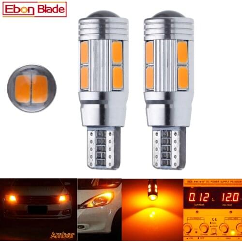 2/4 Pcs T10 W5W 194 168 Car LED Light 5630 10SMD Canbus Error Free Auto Interior Side Turn Bulb Lamp Amber Yellow Oragne 12V DC