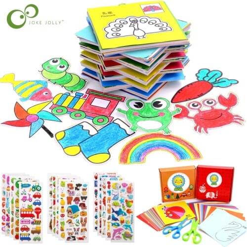 59Pcs/Set DIY Kids Cartoon Animals Color Paper Folding Cutting Stickers Toys Children Art Craft Learning Education Toy Gifts YJN