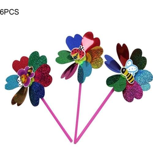 6 Pcs Plastic Material Windmill Toy Colorful Windmill Supplies Garden Decoration Small Gift Childrens Toys
