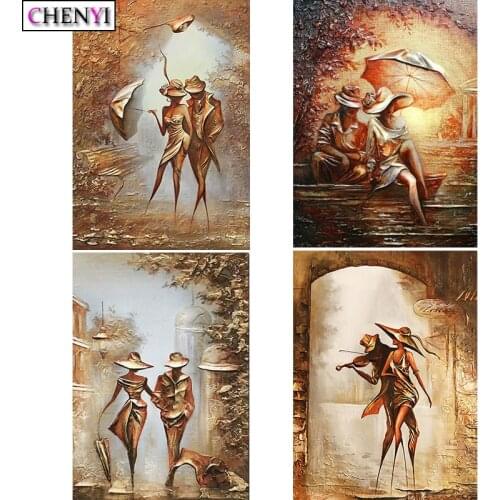 CHENYI DIY Diamond Painting Golden Couple Embroidery Cross Stitch Mosaic Pattern Fashion Home Decor Wall Stickers Handmade Gift