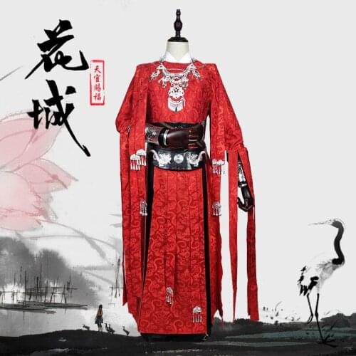 Anime Tian Guan Ci Fu Xie Lian Cosplay Costumes Hua Cheng Cos Red Hanfu Uniforms Xie Lian Dress Wigs Full Sets For Women Mens