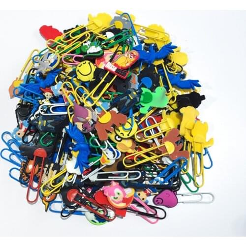 Free Shipping 500pcs Random/Not Picking Cartoon PVC Bookmarks Paper Clips Kids Stationery Gifts Party Favor Decor School Supply