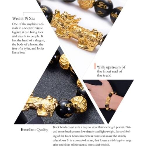 PIXIU Bracelet Bring Lucky Brave Wealth Feng Shui Bracelets Lucky Amulet Jewelry F3MD