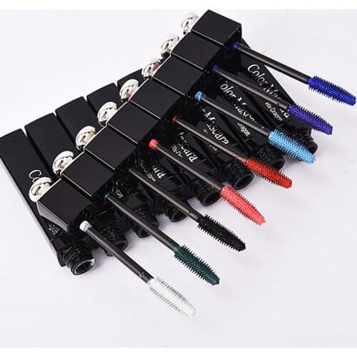 Colorful 4D Mascara Waterproof Lasting Thick Curling Blue Yellow Black Silk Fiber Lash Mascara Eyelash Thicken Color Eyes Makeup