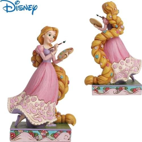Disney Genuine Rapunzel Anime Figures Resin Model Princess Ornaments Cartoon Anime Figures Collection Model Boxed Toys kids Gift