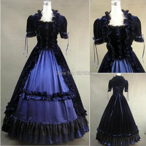 Ruffles gothic ruffles long medieval dress Renaissance Gown queen cosplay Victorian /Marie Belle Ball