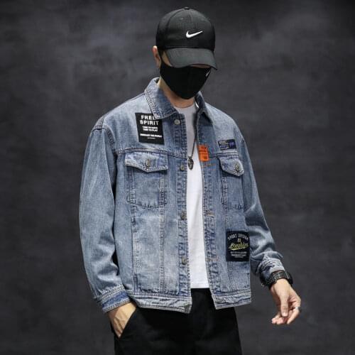 Spring Denim Jacket Mens Blue Coat Denim Tide Brand Labeling Design Washed Short Multi-pocket Tops Mens Clothes Streetwear