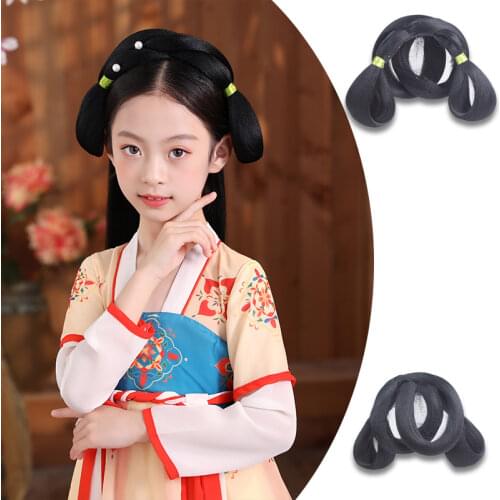 Integrated Hair Bun Accessories For Girls Vintage Hair Bun Headband Princess Cosplay Birthday Party Gifts Hanfu Accessories