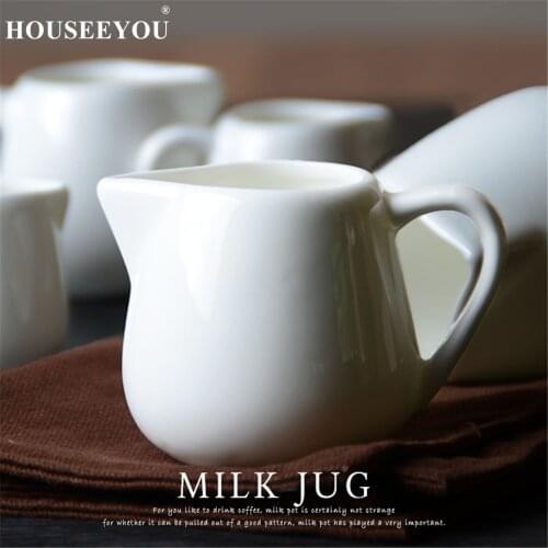 HOUSEEYOU Classic White Ceramic Milk Jar Kettle Small Milk Pot Small luxury British Afternoon Teacup Coffee Cup Mug Milk Jug