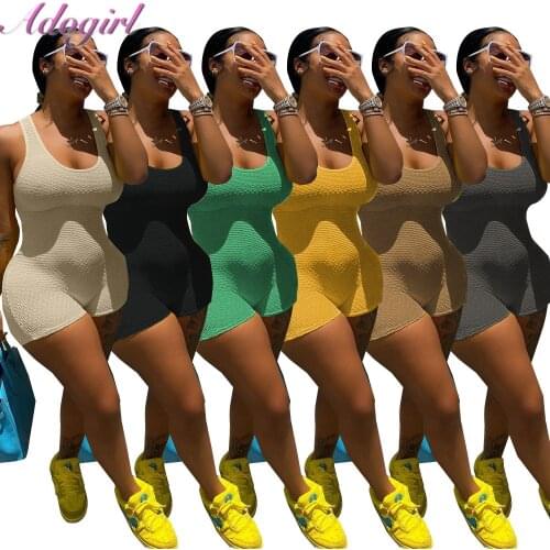 Fitness Summer Activewear Rompers Solid Strapless Sleeveless V Neck Sporty Short Jumpsuit Women Outfit Workout Playsuit Overalls