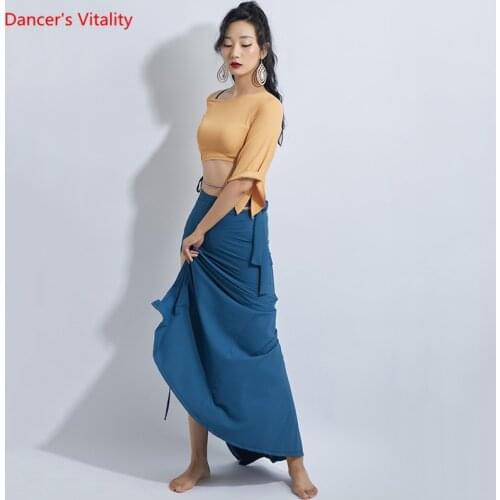 Belly Dance Suit Half sleeve Top Split Long Skirt Performance Clothes Set Female Adult Elegant Dress Competition Clothing