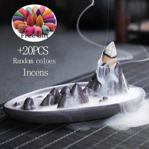 Beautiful Backflow Incense Burner Living Room Watch Smoke Waterfall Ceramic Home Decor Ornaments Buddhist Incense Base