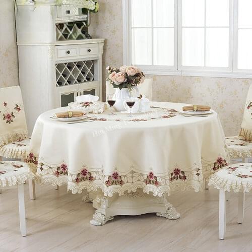 European Garden embroidered Tablecloth Round dining table cloth tea cabinet cover decoration elegant home textile cushion HM218
