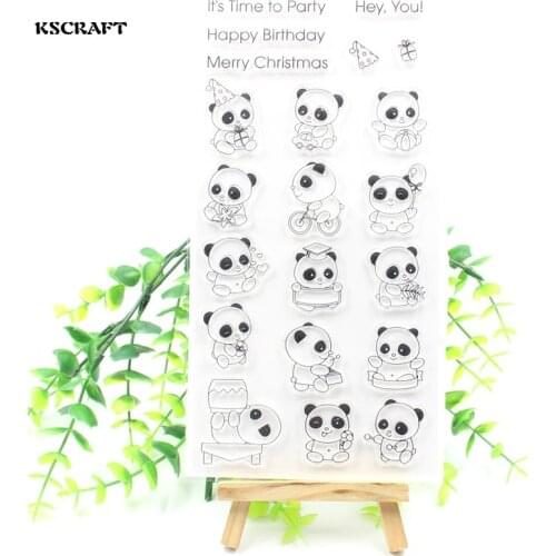 KSCRAFT Cute Pandas Transparent Clear Silicone Stamp/Seal for DIY scrapbooking/photo album Decorative clear stamp sheets 284