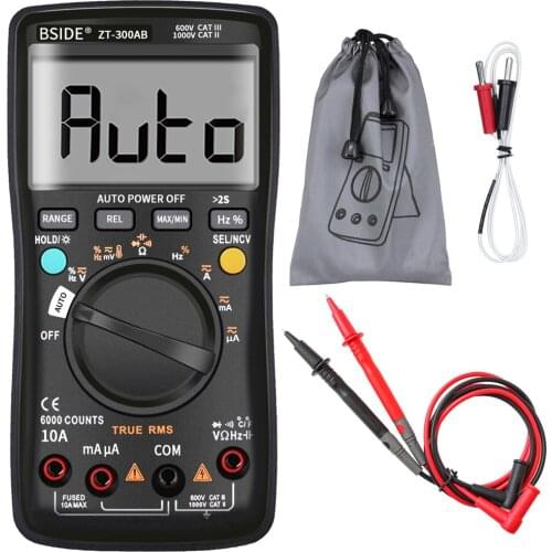 BSIDE Multimeter Auto/Manual Range Digital Meter 6000 Counts LCD True RMS with BT Function AC/DC Current Resistance Capacitance