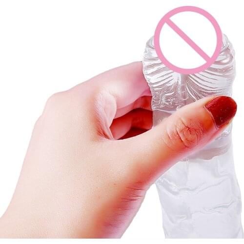 Soft Transparent Jelly Penis Sex Shop Simulation Dildo with Powerful Sucker Female Masturbation Device Pussy Sex Toys for Woman