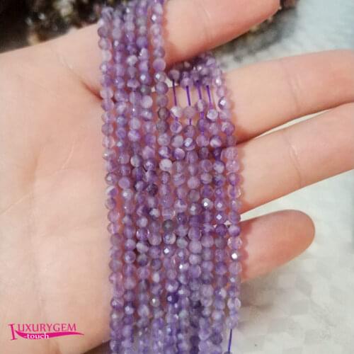 Natural Light Amethysts Crystal Stone Loose Beads High Quality 3.5mm Faceted Round Shape DIY Gem Jewelry Accessories 38cm wk411