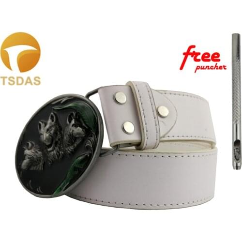 New Cool Enamel Wolf Head Metal Belt Buckle Suitable 4cm Wide Belt Western Fashion Men