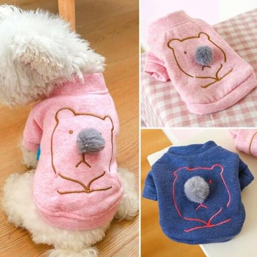 Pet Dog Clothes Cute Ball Nose Bear Cartoon Hoodie Pet Coat Cotton Soft Pullover Sweatshirt Dog Shirt Jacket Cat Pets Clothing