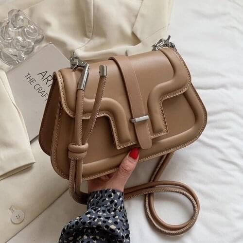 Solid color Saddle bag Underarm bag 2021 Summer New PU Leather Womens Designer Handbag Luxury brand Shoulder Messenger Bag