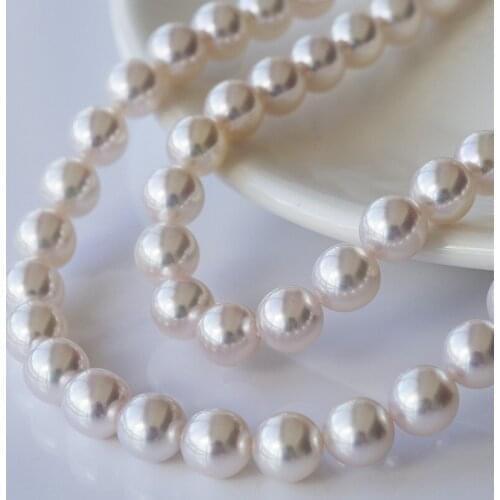 MADALENA SARARA 5-6mm AA Saltwater Pearl Necklace Akoya Pearl Bead Choker Necklace Natural Pink 18"