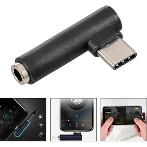 Portable L-shaped Type-C to 3.5mm Jack Audio Adapter for Mobile Phones Tablets