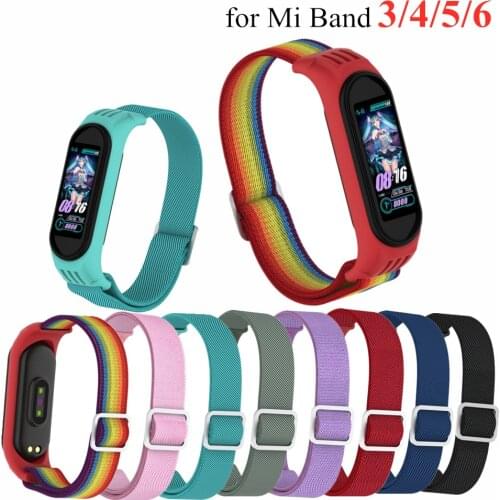 For Mi Band 6 5 Strap Nylon Elastic Watchband Pulsera Miband 6 Correa Replace Sport Wristband Bracelet for Mi Band 5 4 3 Correa