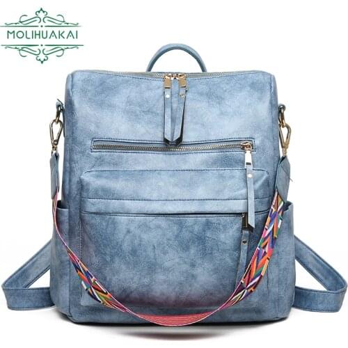 8 Color Women Soft Leather Backpacks Vintage Female Shoulder Bags Sac a Dos Casual Travel Ladies Bagpack Mochilas School Bags