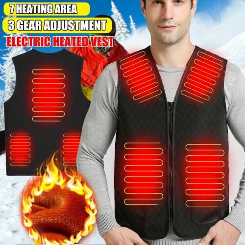 S-5XL 7 Heated Area Winter Electric Heated Vest Outdoor Women USB Heating Vest Thermal Camping Hiking Jacket
