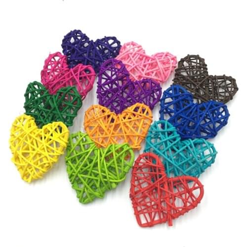 10PCS 7CM Colorful Rattan Heart Sepak Takraw DIY Rattan Ball Home Garden/Birthday/Wedding Party Decoration Supplies Kids Gifts