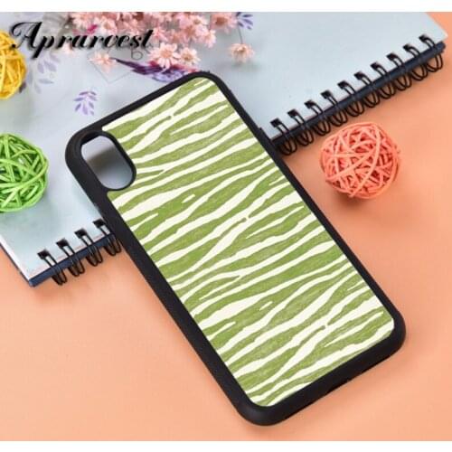 Aprarvest Silicone Rubber Phone Case Cover For iPhone 6 6S 7 8 PLUS X XS XR 11 12 MINI PRO MAX Green Zebra Print