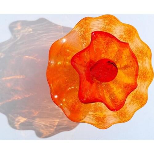 Modern Home Design Wall Plates 3 Layers Orange Colored Murano Flower for Art Decoration Diameter 15 to 35 CM
