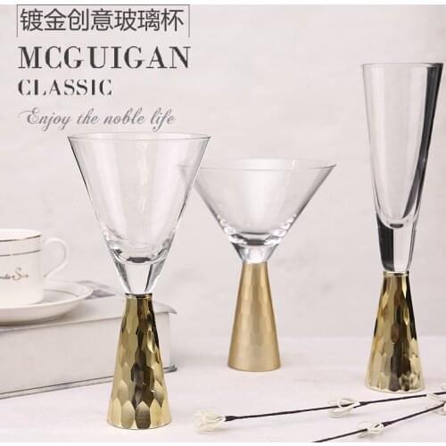 Light luxury plating gold glass goblet dessert cup cocktail glass champagne glass banquet model room decoration cup