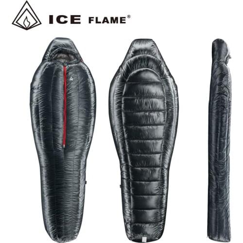 Ice Flame Winter 7D Nylon UL Ultralight 90% White Goose Down Mummy Sleeping Bag 800PF For Camping Hiking Travel S/M/L